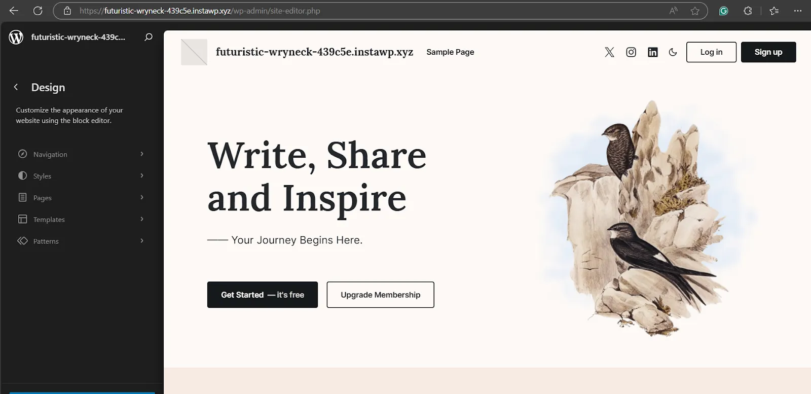 Bước 1: Truy cập Site Editor