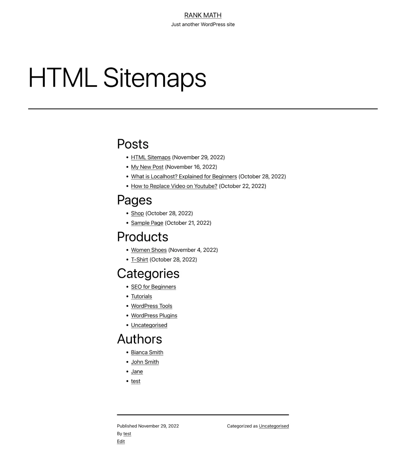 Bước 4: Kiểm tra và truy cập HTML sitemap