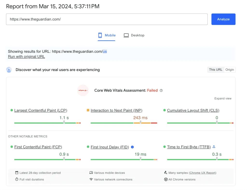 Các loại chỉ số dùng để thiết lập Web Performance Budget