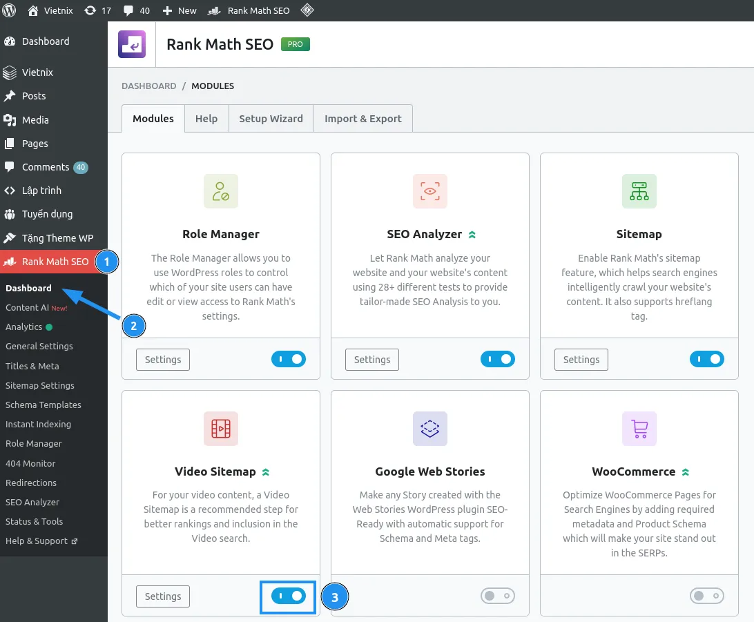 Cách bật Video Sitemap trong Rank Math