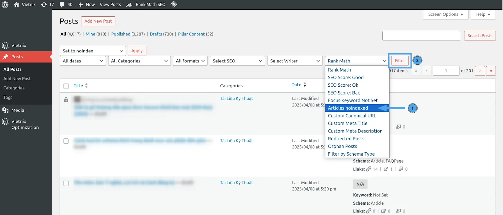 Cách khắc phục lỗi Excluded by NoIndex Tag trong Google Search Console 43 Cách lọc danh sách bài viết noindex trong WordPress