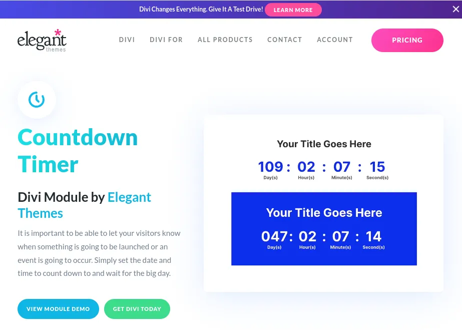 Divi Countdown Timer Module