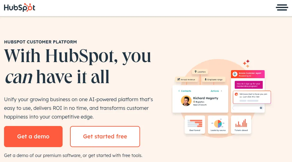 HubSpot là một nền tảng CRM toàn diện, cung cấp các công cụ và tích hợp để quản lý tiếp thị