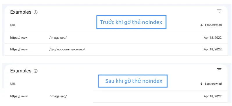 Cách khắc phục lỗi Excluded by NoIndex Tag trong Google Search Console 34 Kết quả hiển thị trên Google Search Console sau khi xóa thẻ noindex