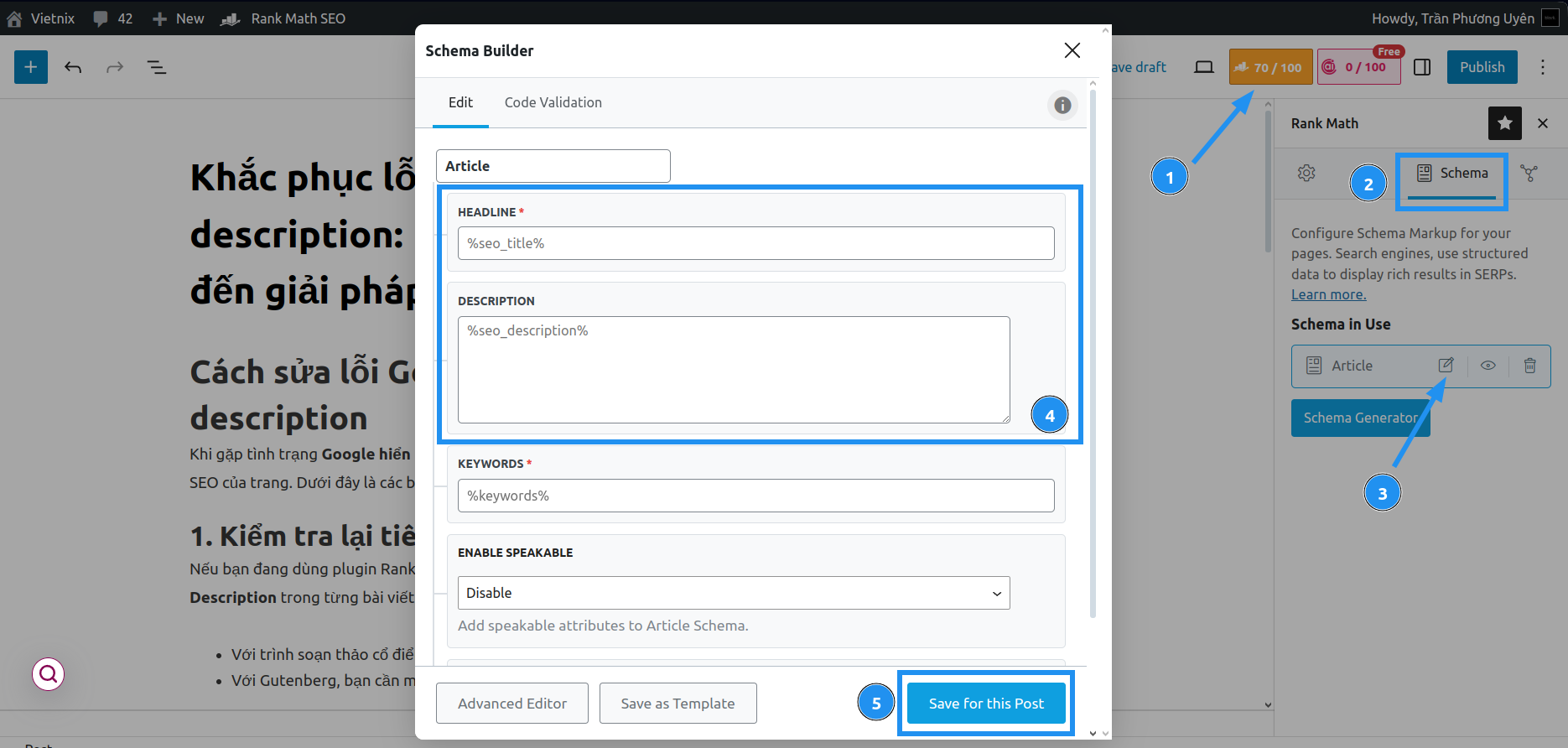 Kiểm tra cấu hình Schema trong Rank Math