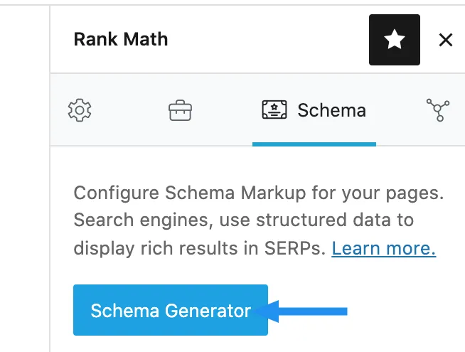 Nhấn vào Schema Generator.