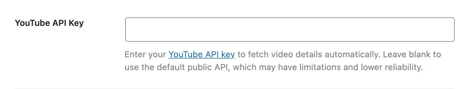 Nhập YouTube API Key