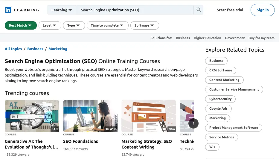 SEO Course – LinkedIn Learning