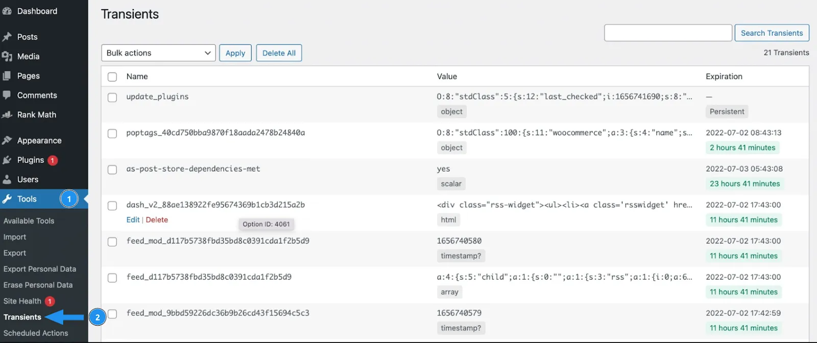 Sử dụng plugin Transients Manager quản lý Transients WordPress