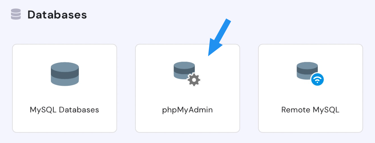 Truy cập vào cPanel của hosting và chọn phpMyAdmin