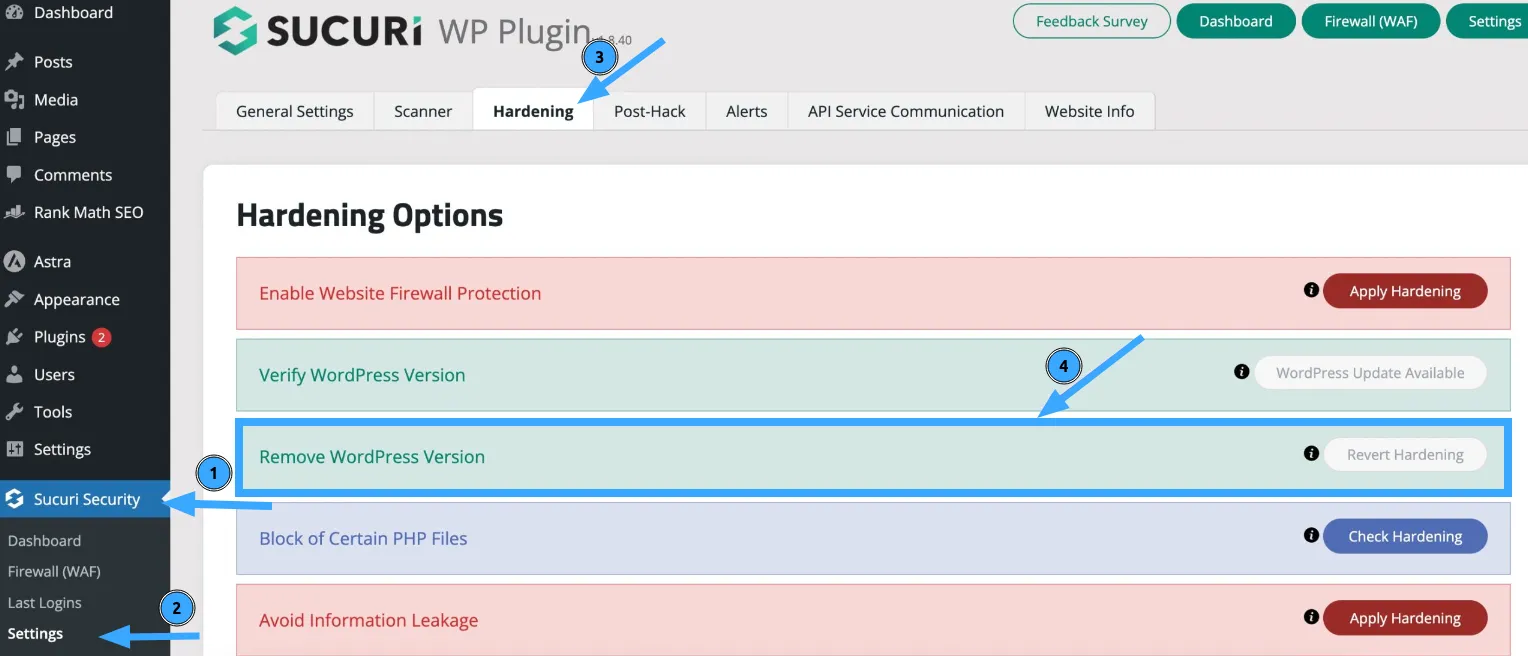 Ẩn phiên bản WordPress của bạn bằng plugin