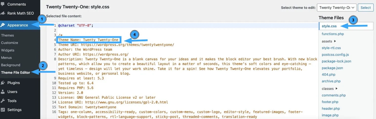 Edit the style.css File