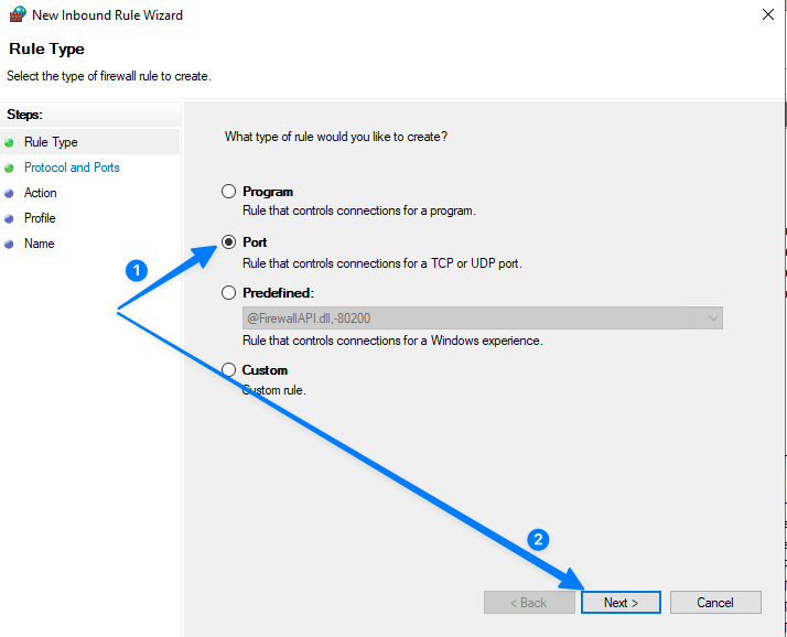 Cách mở port trên firewall Windows server chi tiết nhất 28 Chọn loại Rule