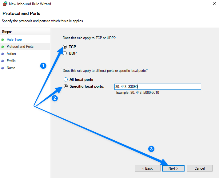 Cách mở port trên firewall Windows server chi tiết nhất 29 Cấu hình giao thức và số Port