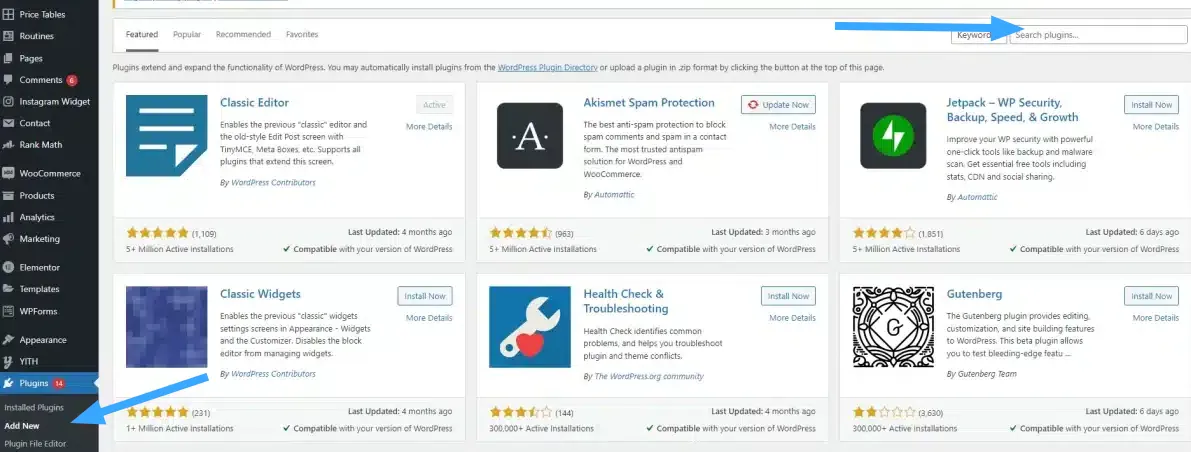 Cài đặt plugin cho WordPress