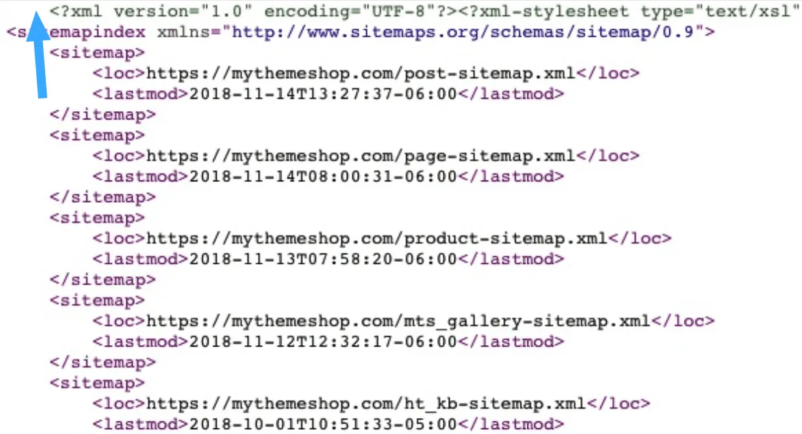Lỗi “XML or text declaration not at the start of entity” trong Google Webmaster Tools