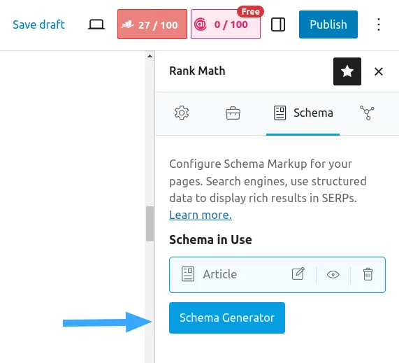 Truy cập Schema Settings for This Post/Page