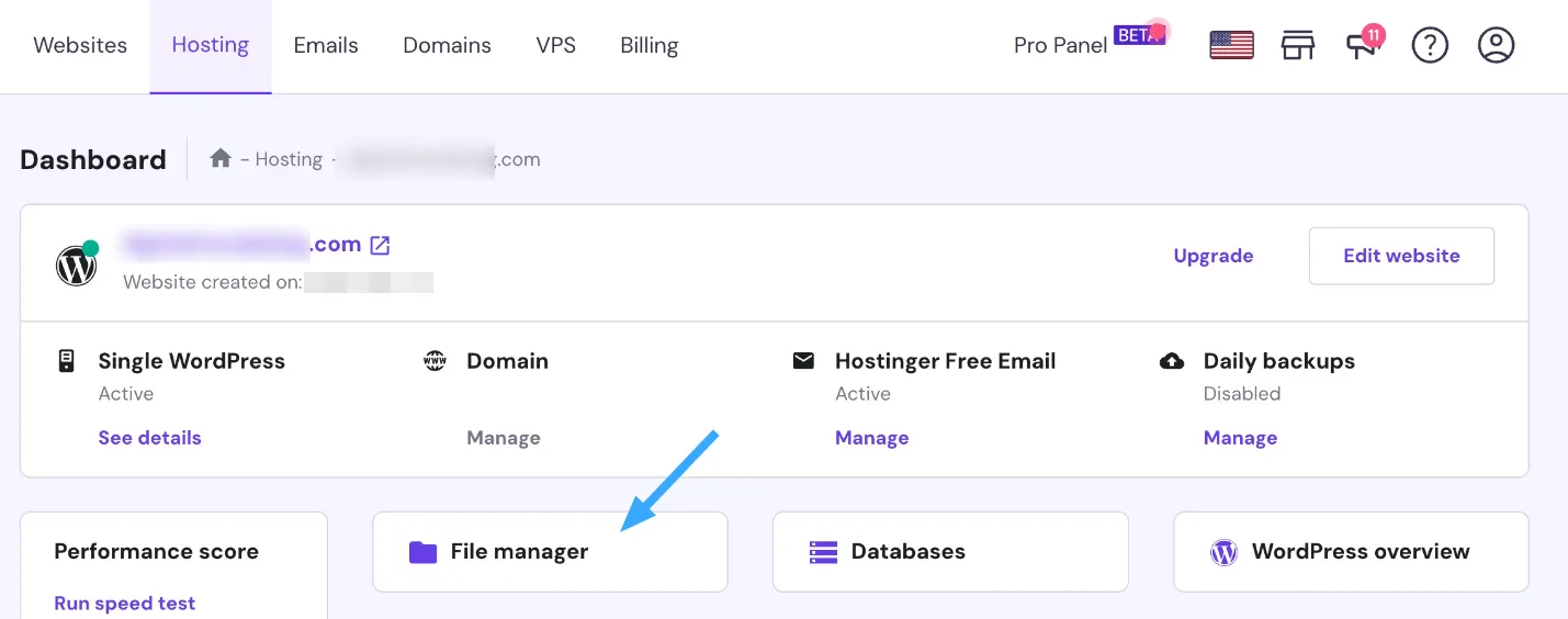 Truy cập vào File Manager