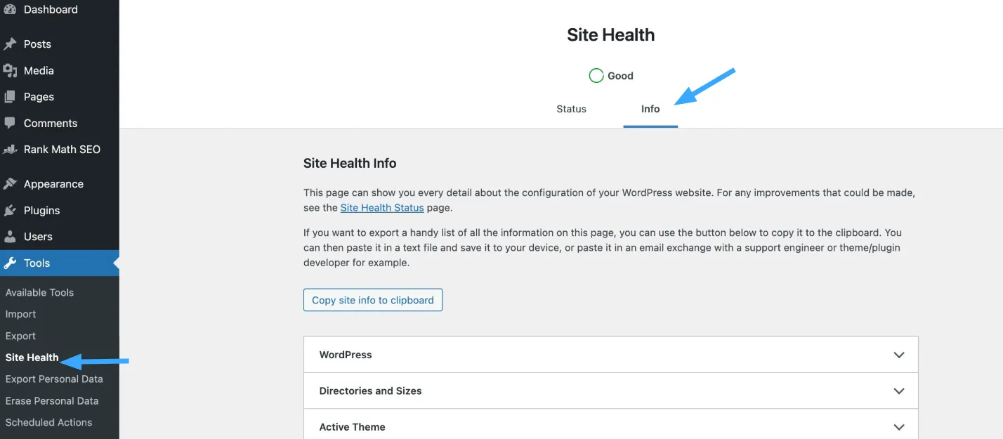 Sử dụng công cụ kiểm tra tình trạng website WordPress
