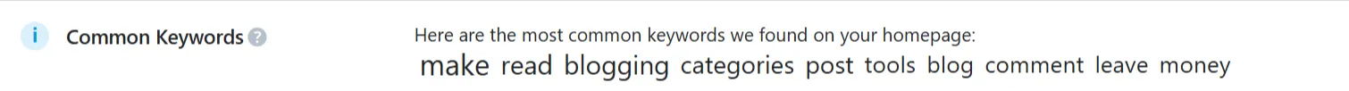 Thông báo lỗi "No common keywords found in the page title and the description."