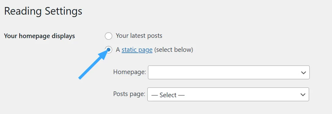 Chọn A static page