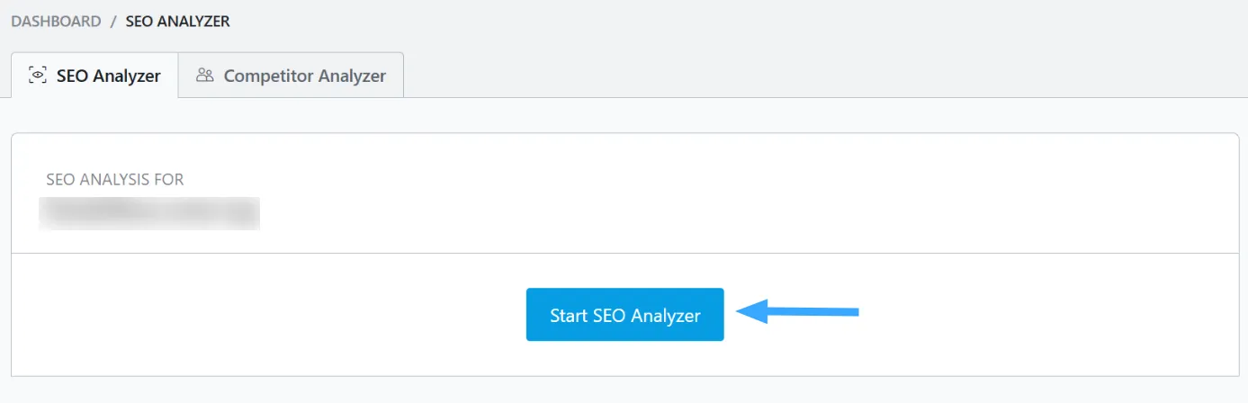 Nhấn Start SEO Analyzer để tiến hành phân tích lại