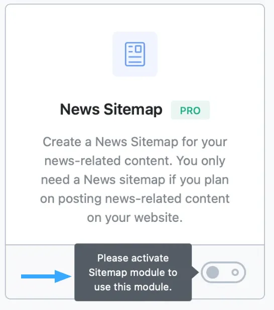 Yêu cầu kích hoạt sitemap của Rank Math