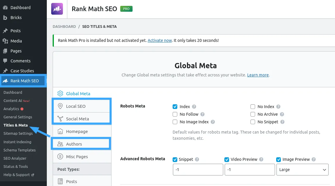 Cấu hình chi tiết Profile Page Schema