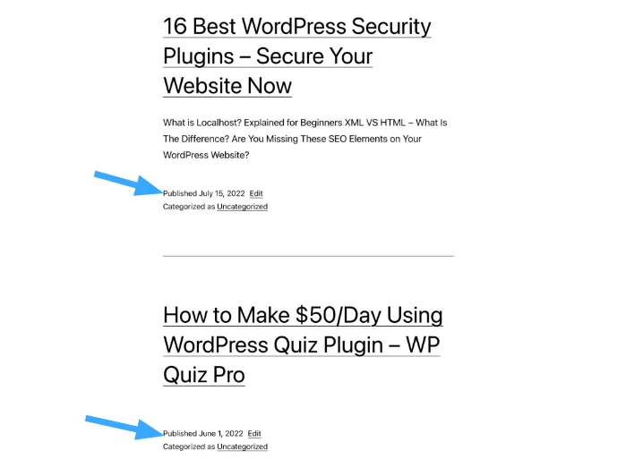 Sắp xếp bài viết trong WordPress bằng cách thay đổi ngày đăng bài viết