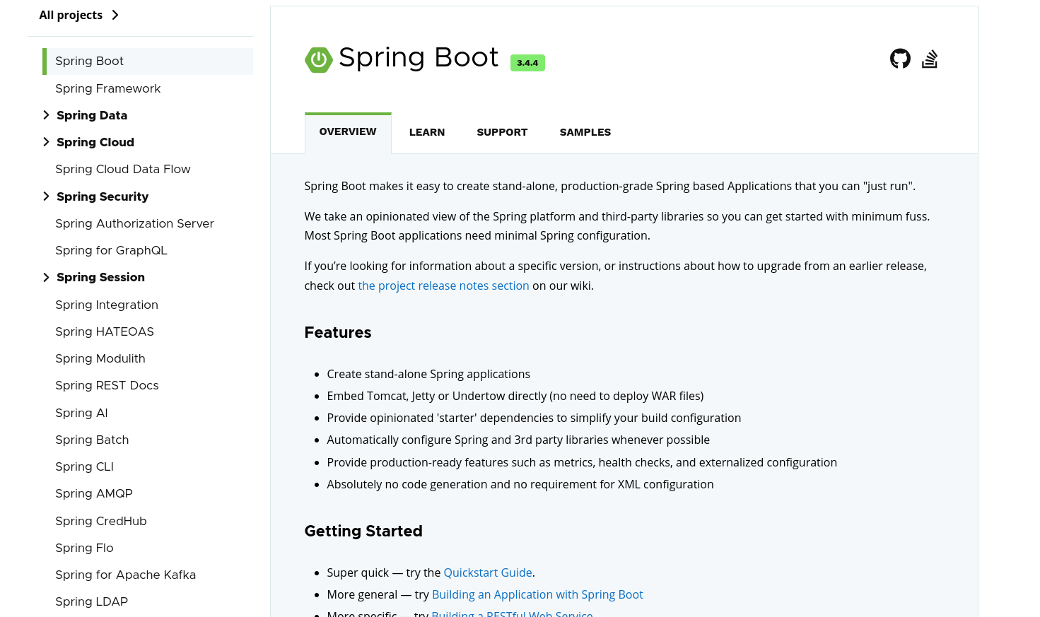 Spring Boot là 3.4.4 được đánh giá là phiên bản ổn định nhất