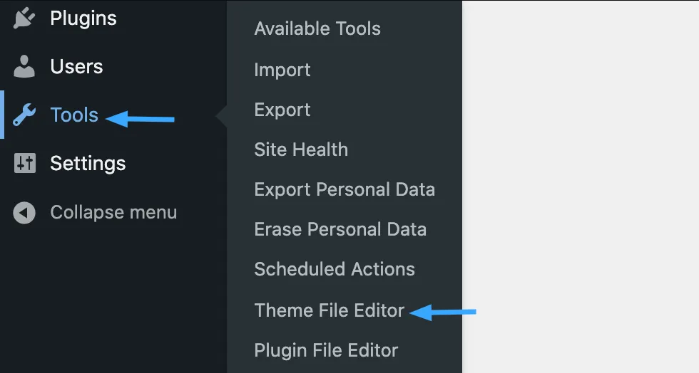 Truy cập vào Theme File Editor đối với Block Theme