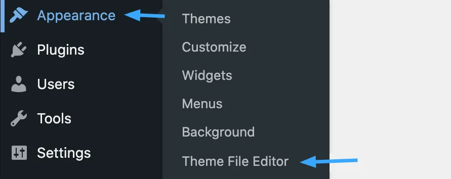 Truy cập vào Theme File Editor