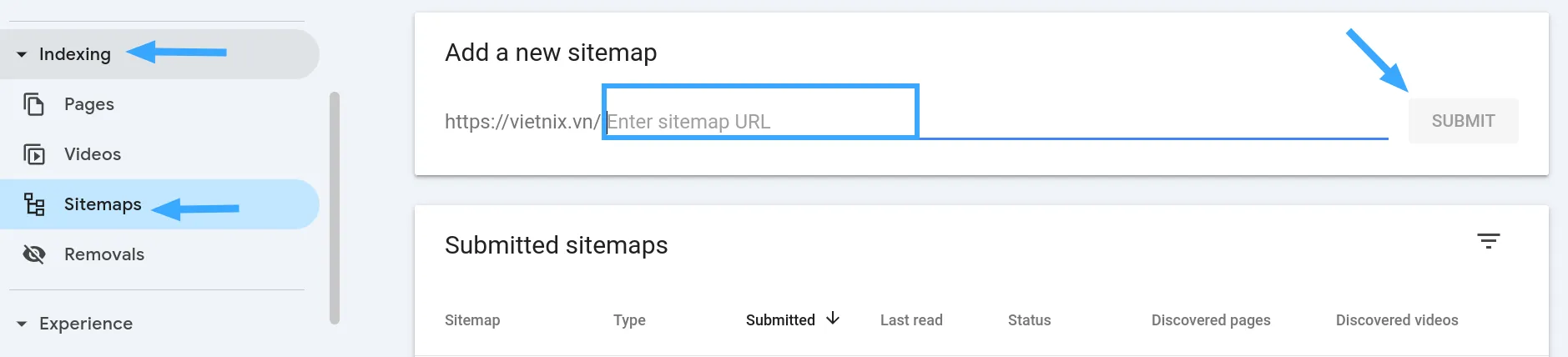 Hướng dẫn sửa lỗi "Couldn't Fetch" trong Google Search Console 20 Đổi tên tệp sitemap và submit lại trên Google Search Console
