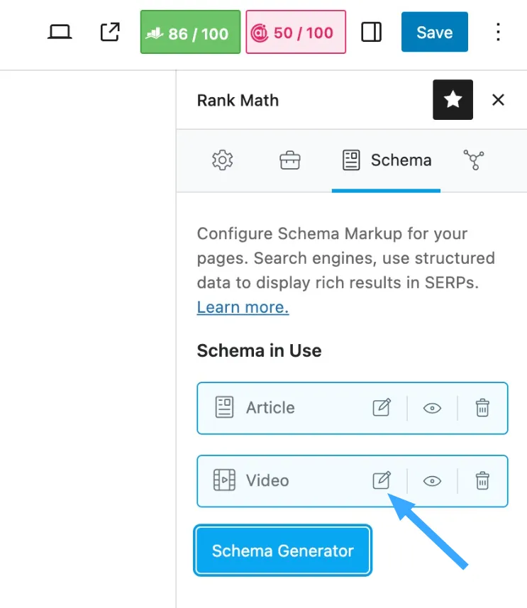 Mở Schema Video