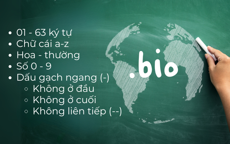 Quy tắc đặt tên miền .bio hợp lệ