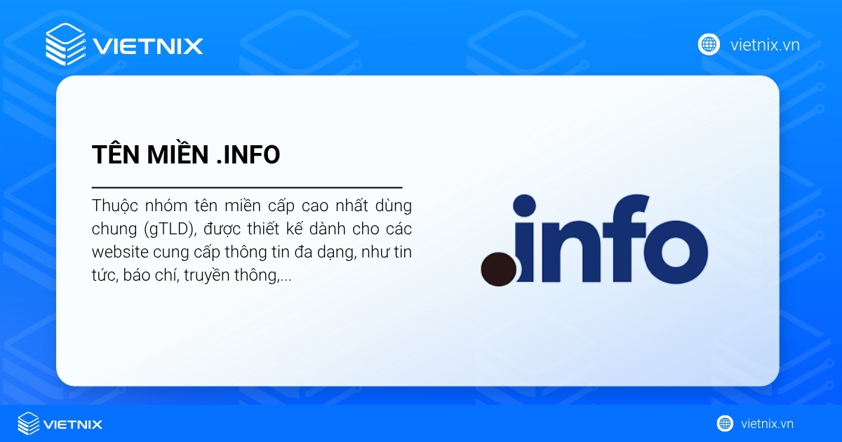 Tên miền .info thuộc nhóm tên miền cấp cao nhất dùng chung