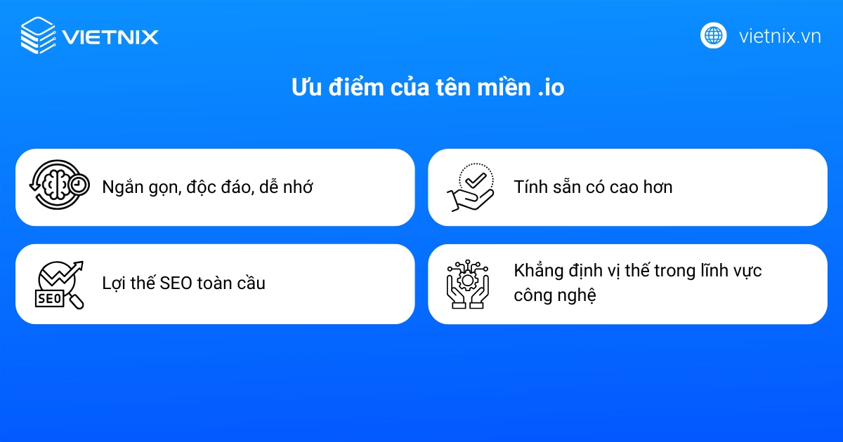 Tên miền .io có nhiều ưu điểm nổi bật