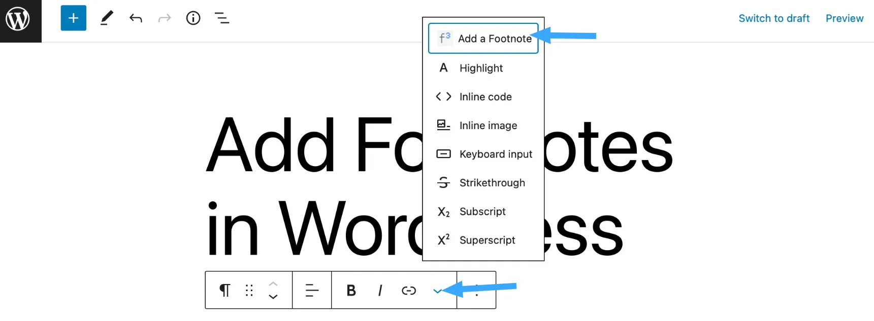 Chọn Add a Footnote