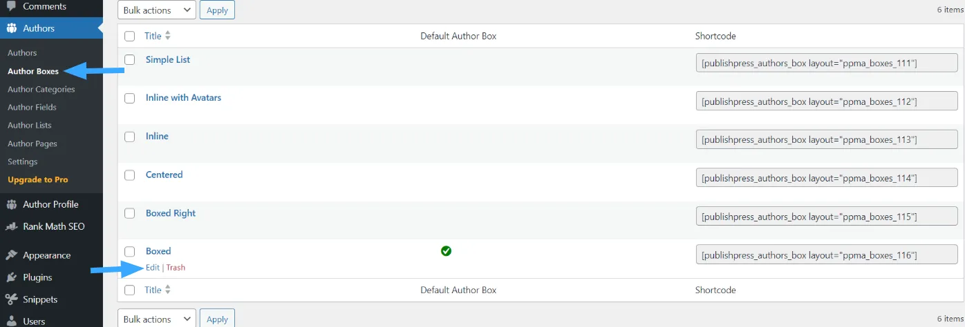 Di chuột qua mục “Boxed” và nhấn Edit