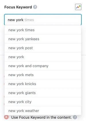 Tìm focus keyword nhờ gợi ý tự động của Google