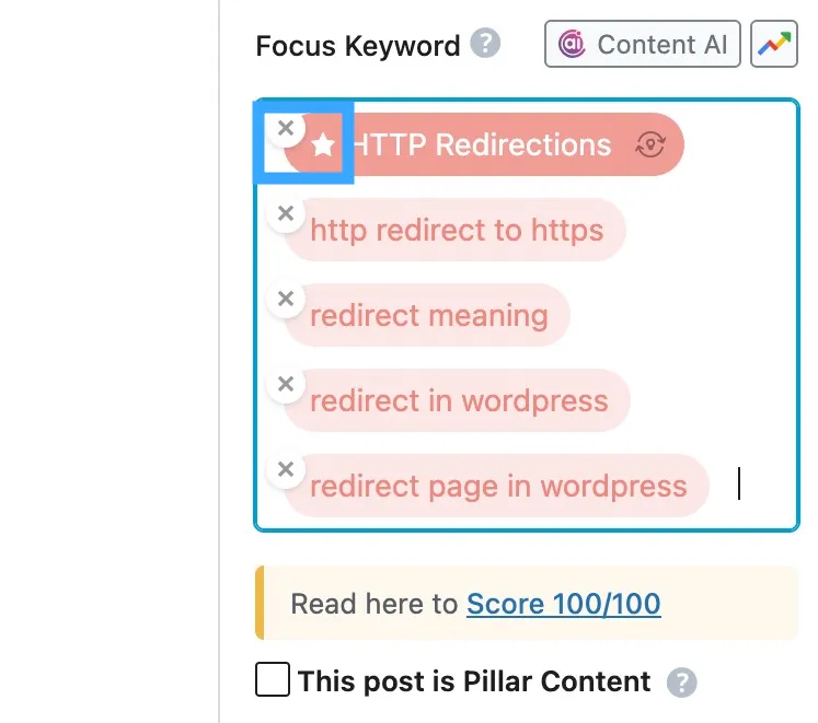 Chọn focus keyword chính
