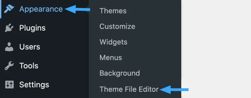 Truy cập vào Theme File Editor