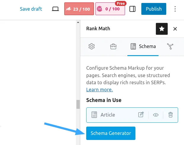 Chọn tab Schema Generator