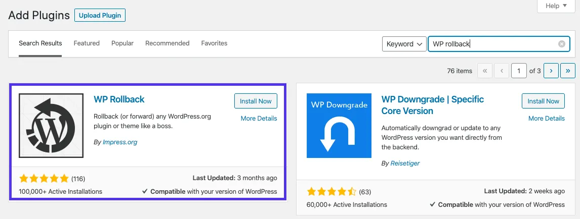 WP Rollback