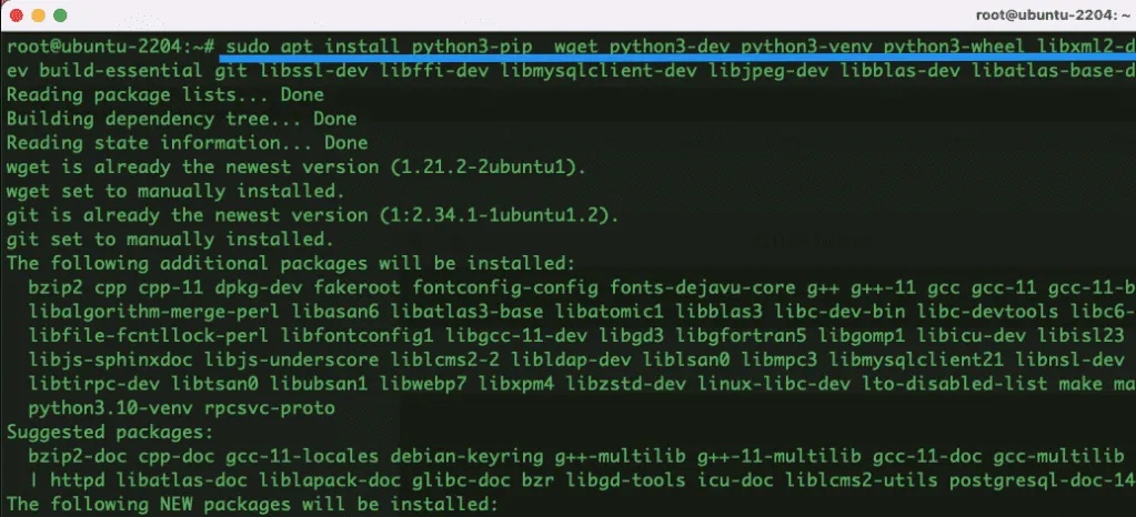 Bước 2: Cài đặt Python3 và các thư viện cần thiết