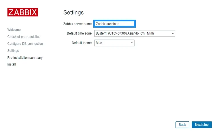 Cấu hình Zabbix server