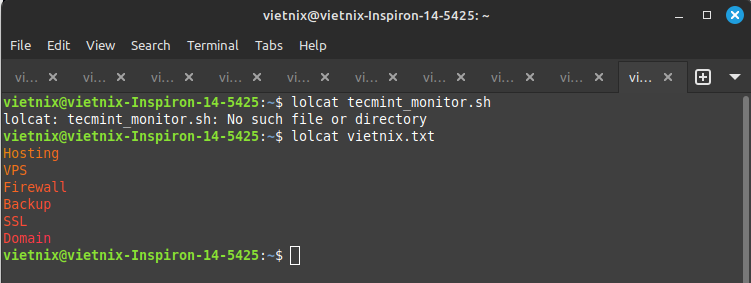 Hiển thị nội dung file shell script
