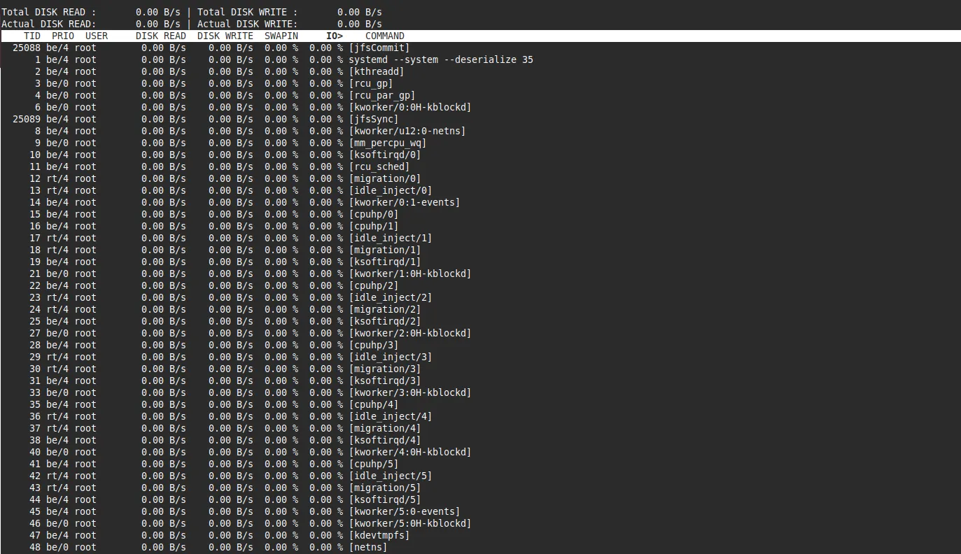 Hướng dẫn sử dụng lệnh iotop trong Linux để giám sát hiệu quả I/O 20 Chạy iotop ở chế độ mặc định