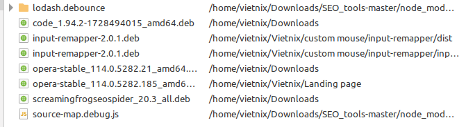 Mở thư mục chứa file .deb