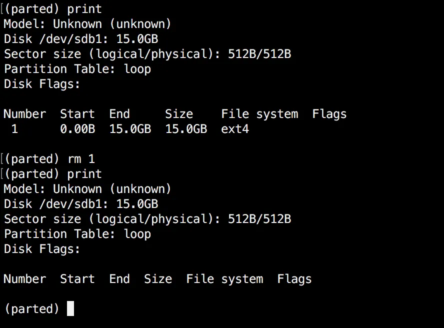 Xóa phân vùng Linux - Nguồn: Internet